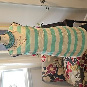 Just Taylor Sleeveless Easter Dress, Robin Egg, Blue/Cream Striped Design, Sz 6